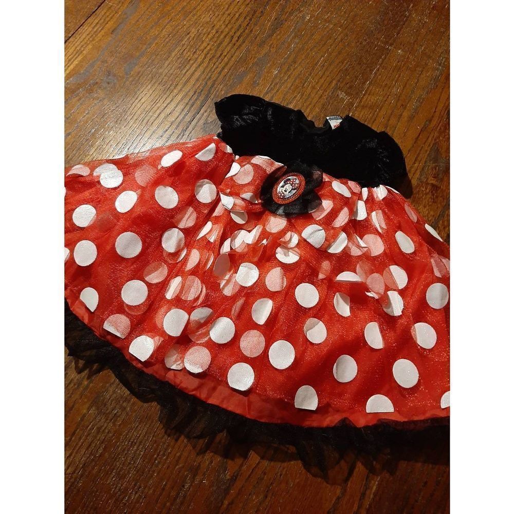 Infant Baby Girls Size 12 Month Minnie Mouse Dress Costume Tule Skirt Red Black